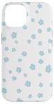 Coque pour iPhone 14 Marguerites d'été bleu clair sur fond blanc