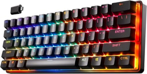 Apex Pro Mini Wireless clavier gaming HyperMagnetic - Format compact 60% - Actionnement ajustable - RGB - Touches PBT - Bluetooth - 2.4 GHz - USB-C - Allemand QWERTZ