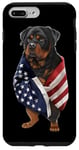 Coque pour iPhone 7 Plus/8 Plus Chien Rottweiler patriotique enveloppé dans un drapeau américain américain