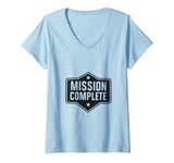 Womens Mission Complete Gaming Victory Gamer V-Neck T-Shirt