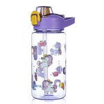 flintronic Gourde Isotherme Enfant, 600ML Bouteille Enfant, Gourde Isotherme Enfant avec Paille, Sans BPA Tritan, Bouteille d'eau Anti-fuite Réutilisable pour Ecole Maternelle