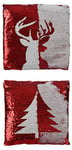 Edelman Coussin à Paillettes réversibles à thème de Noël Blanc/Rouge, 8718861654646, Multicolore, 35 x 12 cm