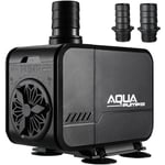 45w Pompe Eau Submersible,3000L/H Aquarium Pumpe,Débit Réglable Pompe Bassin Amphibie,Pompe Fontaine avec Filtre et 3 Buses 19mm/22mm/25mm,Hauteur Refoulement Max 3M,Pour Aquarium, Bassin,Fontaine