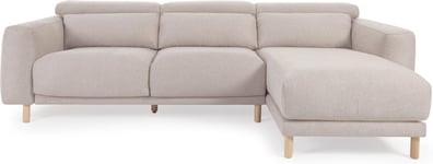 Singa, Chaiselong sofa, Højrevendt, beige, H98x296x180 cm, stof