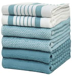 Bumble Towels Lot de 6 Grands torchons de Cuisine en Coton de qualité supérieure (50,8 x 71,1 cm, essuie-Mains de Cuisine en Tissu-éponge) très absorbants avec Boucle de Suspension (Turquoise)