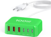 Chargeur Rapide Usb C 100w 6 Ports Chargeur Multiple Avec Station De Charge D'alimentation Usb C Et Usb A Pour Iphone 15 14 13 12 11 Pro Max Xs Xr Samsung Galaxy S24 S23 S22 S21 Ipad - Vert