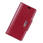 Mipcase Flip Phone Case with Magnetic Buckle, Leather Phone Cover with Card Slots and Wallet, Shockproof Kickstand Phone Shell for Sony XZ2 Compact (Dark Red)