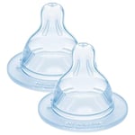 MAM Extra-Slow Flow Teats Size 0, Suitable for Newborns, SkinSoft Silicone Teats for Baby Bottles, Fits all MAM Bottles, Baby Feeding Essentials, Pack of 2