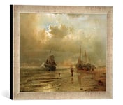 Kunst für Alle 'Image encadrée par Andreas Achen Bach de la mer du Nord, d'art dans Le Cadre de Haute qualité Photos Fait Main, 40 x 30 cm, Argent Raya