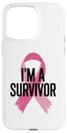 Coque pour iPhone 15 Pro Max Survivor Ruban rose pour sensibilisation au cancer du sein