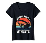 Womens VR Gaming Headset Virtual Reality Athlete Vintage Gamer V-Neck T-Shirt