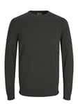 Jack & Jones Men's Jjebasic Knit Crew Neck Noos Jumper, Green (Deep Depths Detail: Twisted with Black), Medium