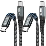 ZKAPOR Câble USB C vers USB C [2M+2M, Lot de 2], 100W Cable USB C Charge Rapid PD Chargeur Type C Nylon USB C pour iPhone 15/15 Pro Max, Samsung Galaxy S24/S23/S22, Pad Pro, Huawei P40 /Mate, Pixel