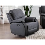 Vente-unique Fauteuil relax en microfibre et simili gris et noir BRODY