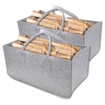 Einfeben 2 pièces de sacs en feutre Sac shopping feutre Panier pour bois de cheminée Sac à provisions Panier à bois en feutre pliable grand - Gris 50