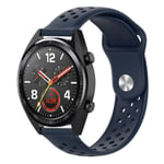 Huawei 22mm Watch GT / Honor Magic silikoninen kellonauha - Musta Sininen Tummansininen