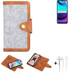 Felt Case + earphones for Motorola Moto E20 Cover light grey