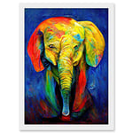 Doppelganger33 LTD Surreal Baby Elephant Colourful Abstract Bright Artwork Framed A3 Wall Art Print