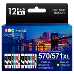 GPC Image 12-Pack PGI 570XL CLI 571XL Ink Cartridges Replacement for Canon 570 571 Compatible with PIXMA MG5700 MG5750 MG5751 MG6850 MG6851 TS5050 TS5051 TS6050 TS6051 (PGBK Black Cyan Magenta Yellow)