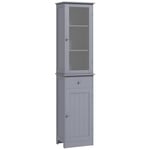 kleankin Meuble Colonne de Salle de Bain Placard Porte Acrylique 2 étagères Placard Porte 1 étagère tiroir MDF Gris