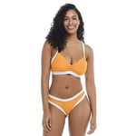 Body Glove Women's Drew D, Dd, E, F Cup Bikini Top Swimsuit with Adjustable 2-Way Back Detail, Sunny Orange Texture, D