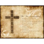 Wee Blue Coo Ten Commandments 10 Cross Christian Religious Quote Typography Wall Art Print Mur Décor 30 x 41 cm