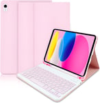 Coque Clavier Pour Ipad 10eme Generation 10.9" 2022- Coque Intelligente Légère Avec Fonction De Réveil/Veille Automatique - Coque Clavier Amovible Sans Fil Pour Ipad 2022 10e Génération - Rose