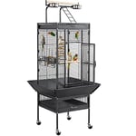 Yaheetech Parrot Cage 156cm Large Bird Cage with Open Top/Stand/Rolling Wheels for Canary/Finch/Cockatiel/Parakeet/Conure Parrot, Budgie Cage, Black