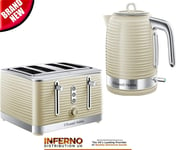 RUSSELL HOBBS Inspire 1.7L Jug Kettle & 4 Slice Toaster Matching Set in Cream