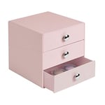 iDesign Drawers Étagère à Tiroirs, Boîte à Maquillage à 3 Tiroirs en Plastique pour Trier Maquillage et Accessoires, Organiseur de Bureau, Rose