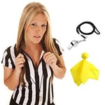 redgino Maillot d'arbitre Officiel à Rayures Noires et Blanches pour Femme - Col zippé - Manches Courtes - Réf - pour Basket-Ball, Football, réf. Serveuses et Costume de Noël - S