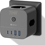 70W Usb C Chargeur, 7 En 1 Cube Multipr , Pr À 3 Voies Avec Commutateur, Pd Charge Rapide Pour Ordinateur Portable, Iphone, Macbook Pro, Ipad Pro, Iphone, Galaxy, S370A-1