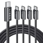 LISEN C to C Charger Cable Fast Charge, 4-Pack [0.5M+1M+2M+3M] C Cable Fast Charge, 60W (3.1A) USB C to USB C Fast Charger Cable for iPhone 15 Pro Cable, Samsung S24, Pixel, Mi, iPad Air Pro, MacBook