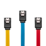 sonero® jeu de câbles de données SATA III 6Gb/s, 3x 0,50m, rouge/jaune/bleu