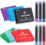 Hongdian Lot de 30 cartouches d'encre pour stylo plume 6 couleurs (noir, bleu, vert, rouge, violet, bleu clair, alésage de 3,4 mm de diamètre.[G679]