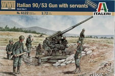 WWII Italien 90/53 Gun With Serviteurs Figurine Plastique Kit 1:72 Model Italeri