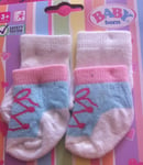 vetements baby born/ chaussettes lacets bleu ciell tour rose&unie blanche  43cm