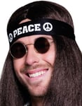 Svart Peace Hippie Hårbånd