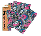 Décopatch C538O - Une pochette de 3 feuilles de papier imprimé 30x40 cm, Plumes de paon