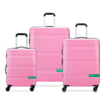 Delsey Paris x United Colors of Benetton Now Hardside Set de valises à 4 roulettes 3 pcs. avec soufflet extensible pink (TAS031446)