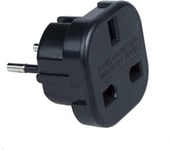 ✈️ UK to EU Travel Plug Adapter 🧳 Black 3 Pin to 2 Pin Europe Holiday 240V/7.5A