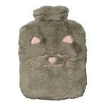 DRAEGER Paris - Bouillote Douce Grise - Peluche Fausse Fourrure Chat Gris - Bouillote Enfant - Bouillotte Ventre Douleur pour Soulagement Douleur, Dos, Cou