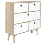 Commode 5 Tiroirs Enfant "Like a Star" 70cm Blanc