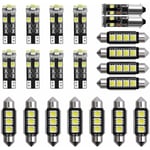 Ampoules LED 6000-8000K 12V Ampoules Feux Blanc Mini Ampoules Intérieures Éclairage pour Voitures Plaque d'Immatriculation Kit de 21 Pièces