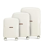 WITTCHEN Lady 2 Stylish Set of 3 Suitcases Travel Luggage Hard-Wearing Polycarbonate 4 Double Wheels TSA Combination Lock Size (S+M+L) Cream Elements in Rose Gold