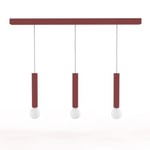 LUMICOM - PURO TRACK Suspension, 3X E27, max 42W, métal, rouge cowhide, D.4cm H.40cm