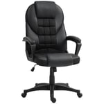 HOMCOM Chaise de Bureau Ergonomique, Fauteuil de Bureau, Chaise pour Ordinateur Ergonomique, avec Hauteur réglable, Fonction basculante et Assise pivotante à 360°, 65l x 69P x 110-120H cm, Noir