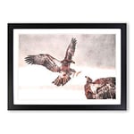 Big Box Art Eagle Attack Painting Framed Wall Art Picture Print Ready to Hang, Black A2 (62 x 45 cm)