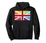 Rainbow Colors, United Kingdom The Union Jack Flag Pullover Hoodie