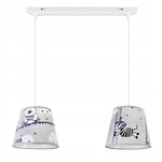 Light-Home - LADYBIRD - Abat Jour Suspension Luminaire Lustre - Moderne Abat Jour Plafond - Métal et Tissu - E27-2-Lumières - Gris et Bleu et Rose